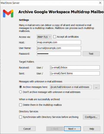 archiving emails from google workspace
