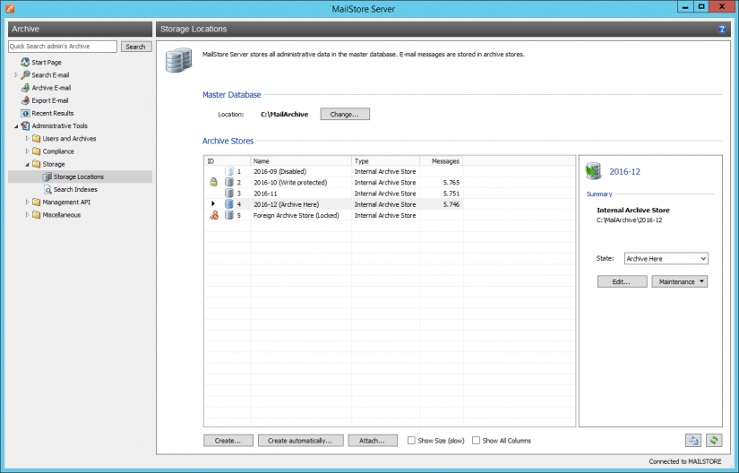 Moving the Archive MailStore Server Help